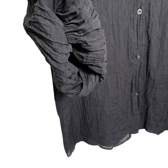 Marc Jacobs Women's Medium Black Button Up Puff Sleeve Collared Sheer Top - Picture 5 of 10